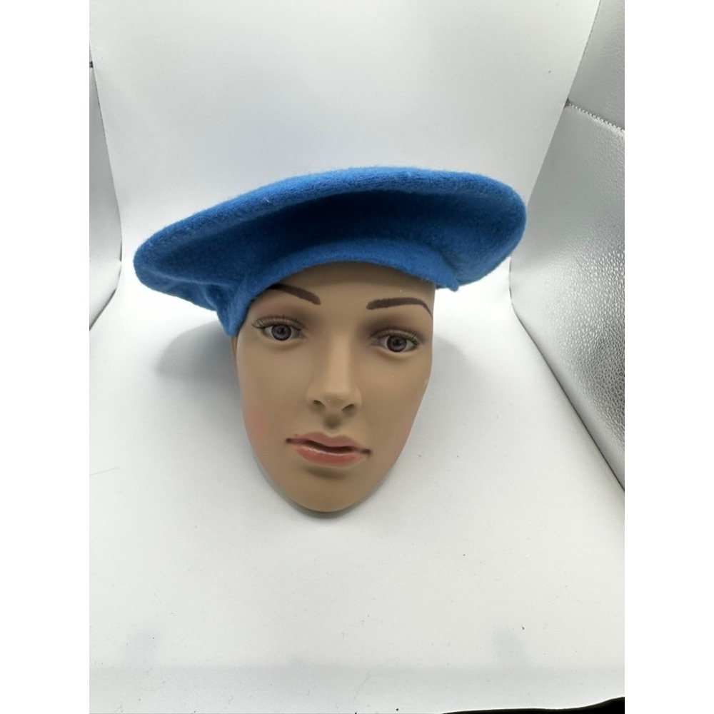Vintage Royal Blue Wool Felt Beret Classic Parisian Style Winter Hat